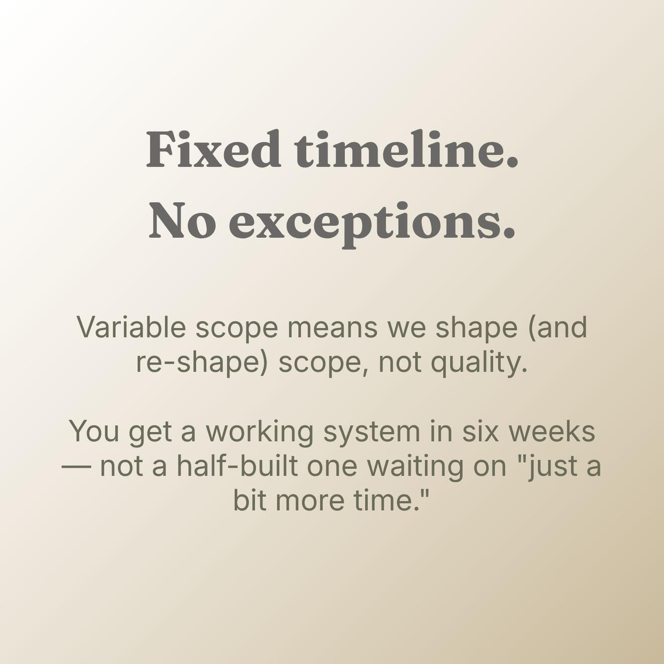 Fixed Timeline Fixed Timeline